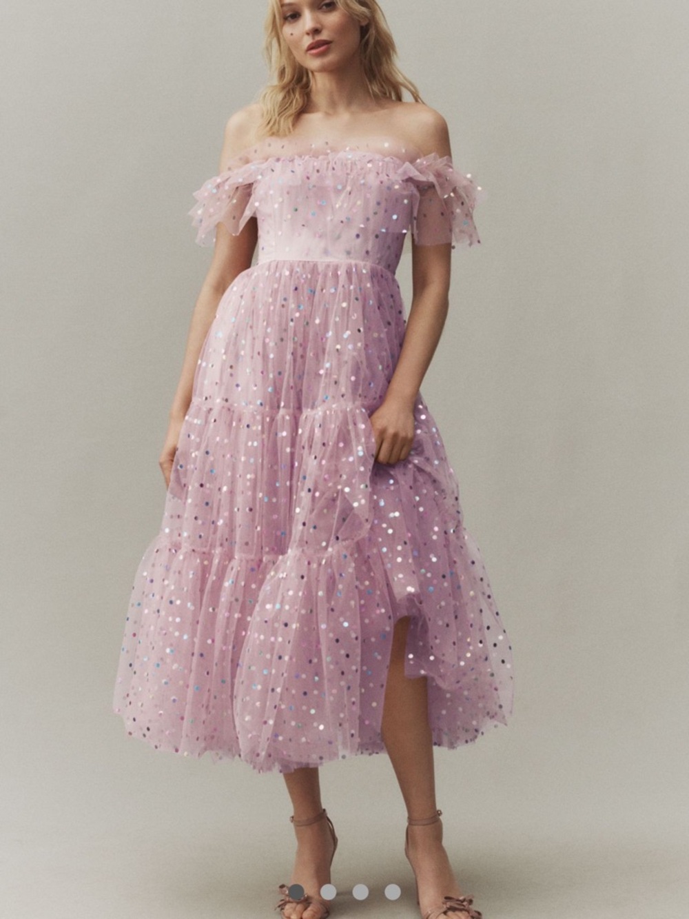Anthropologie BHLDN Blush Pink Ruffled Tulle Dress